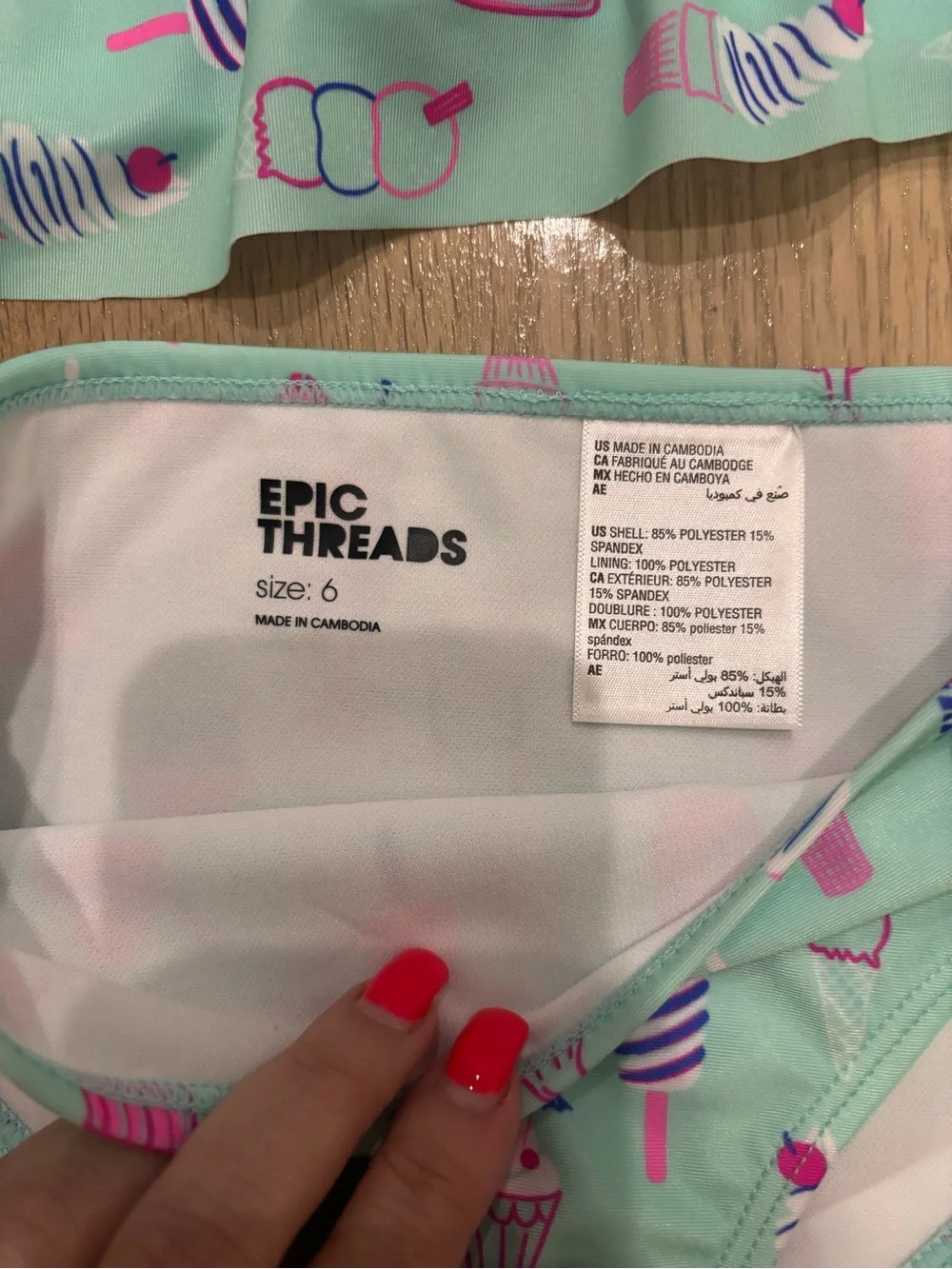 Epic Threads Mint Girls' Ice Cream Print Ruffle Two-Piece Swim Set